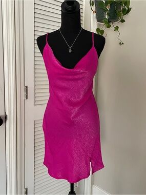 Polly & Esther Hot Pink Cowl Slip Dress